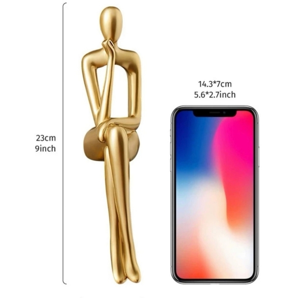 Golden Abstract Sitting Sculpture - Picture 3 of 4